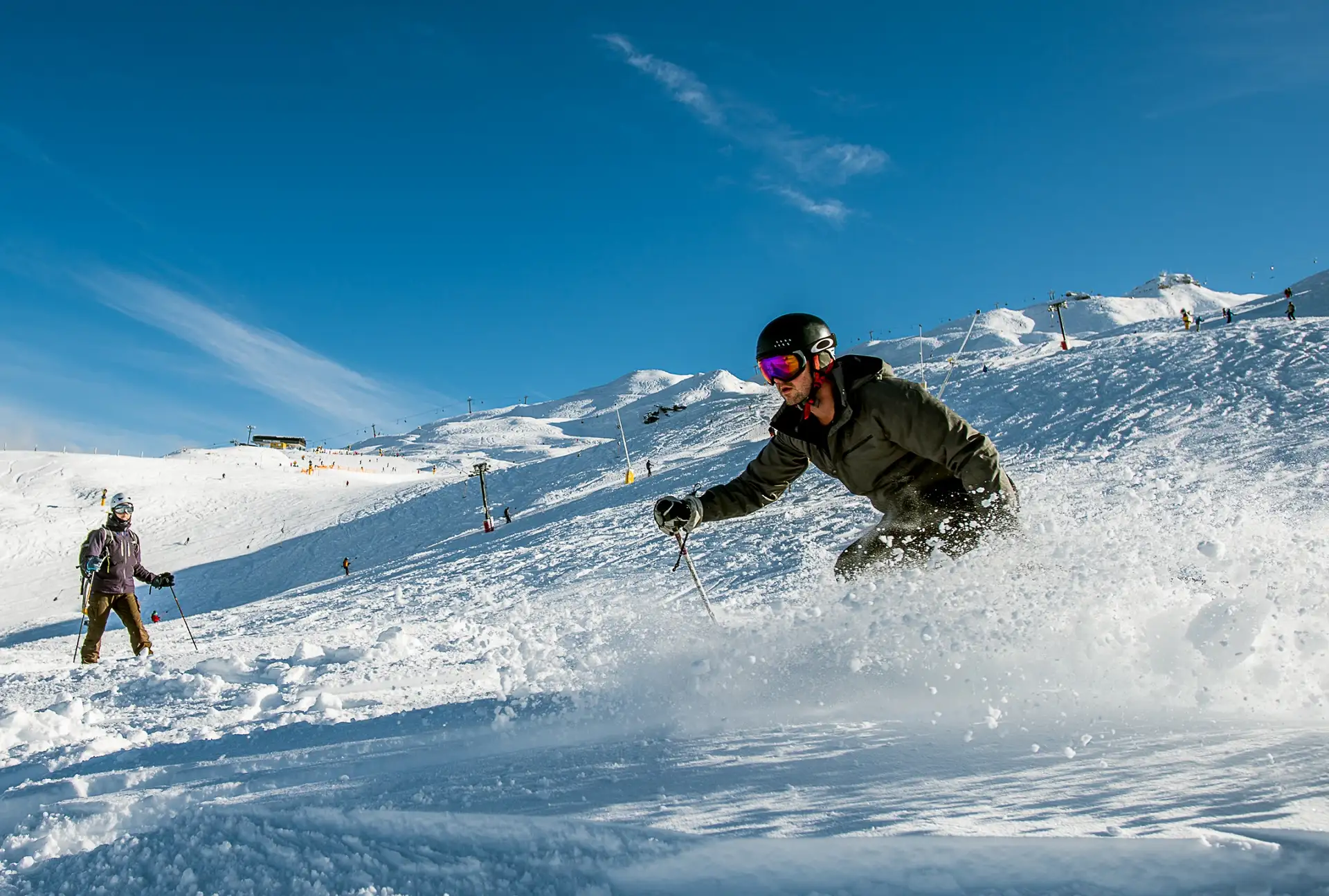 Skier Adrian Henry from Newcastle Australia enjoying fresh powder in R...
